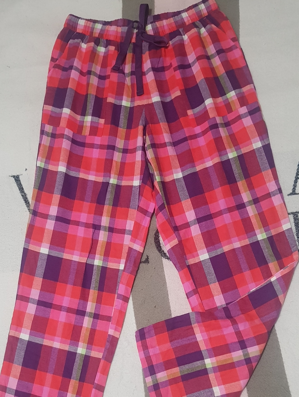 Girls Pink & Purple Plaid Pajama Pants